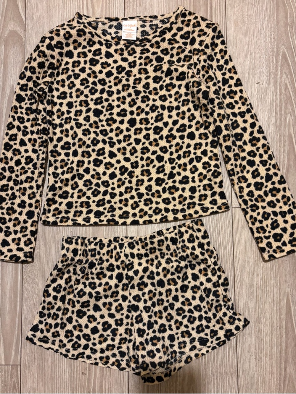 Cat & Jack Beige and Black Leopard Print Pajama Set